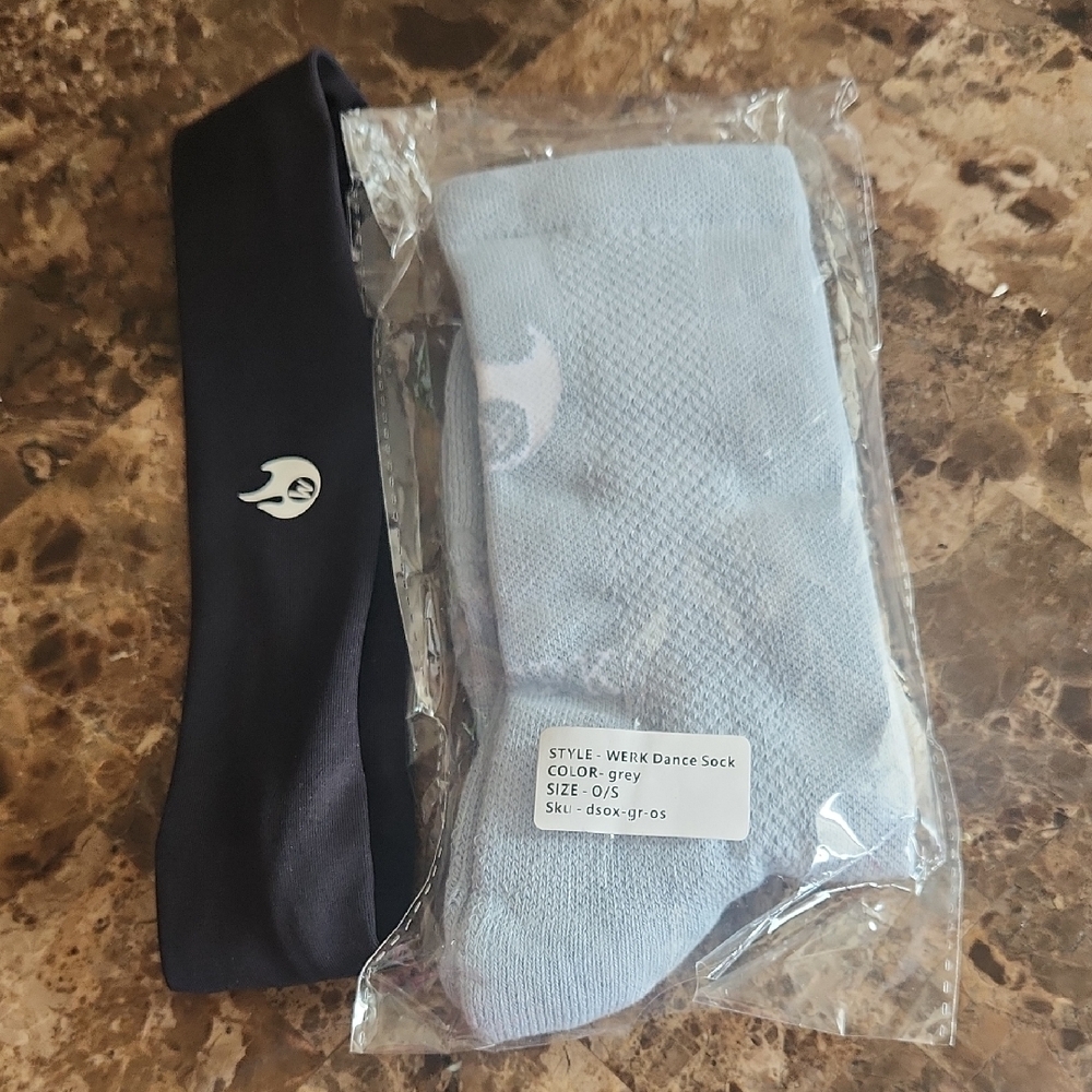 WERK Grey Dance Socks with WERK headband NWT